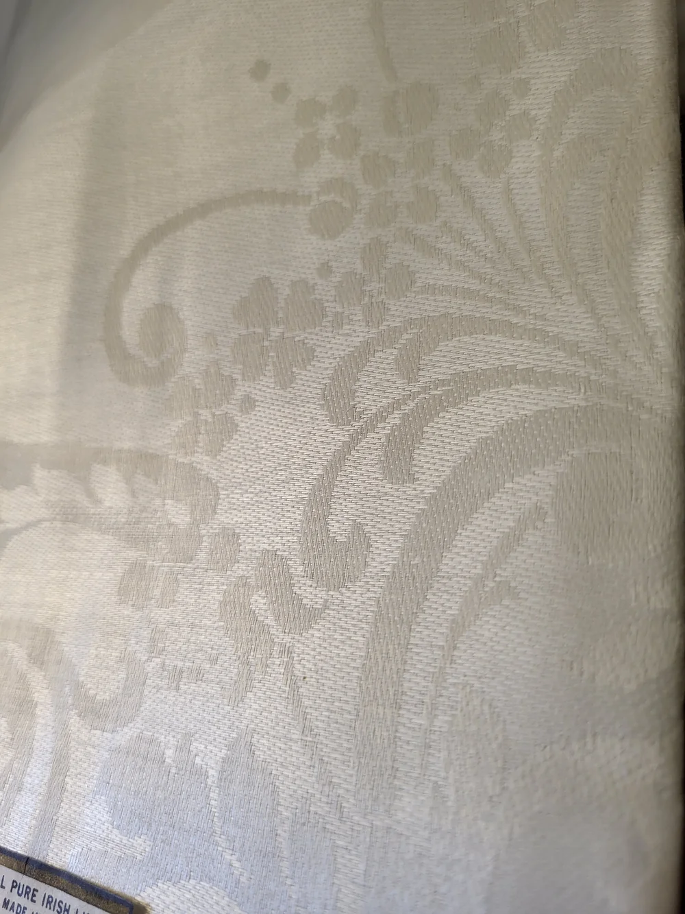 Erinore Pure Irish Linen Double Damask S/12 Napkins Shamrock&Scroll 1950s NOS